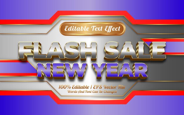 Vecteur vente flash effet de texte de la nouvelle année style doré