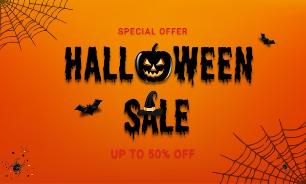 Vente d'Halloween sur fond orange