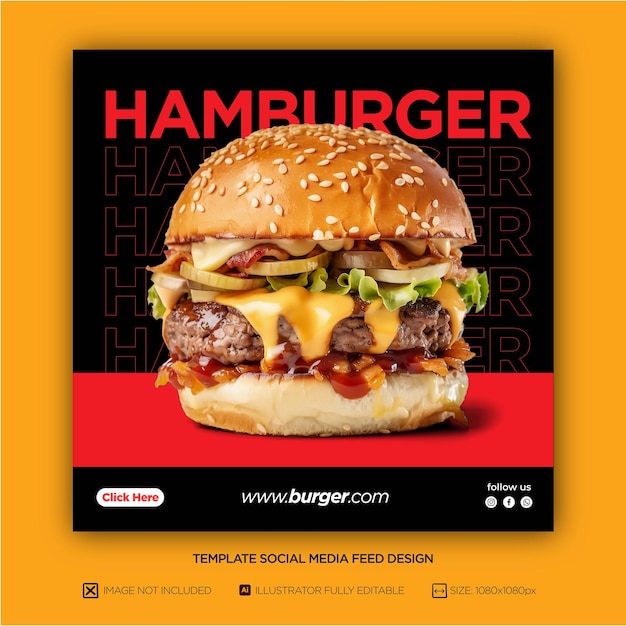 Vecteur vente de hamburgers promotionnels sur les médias sociaux