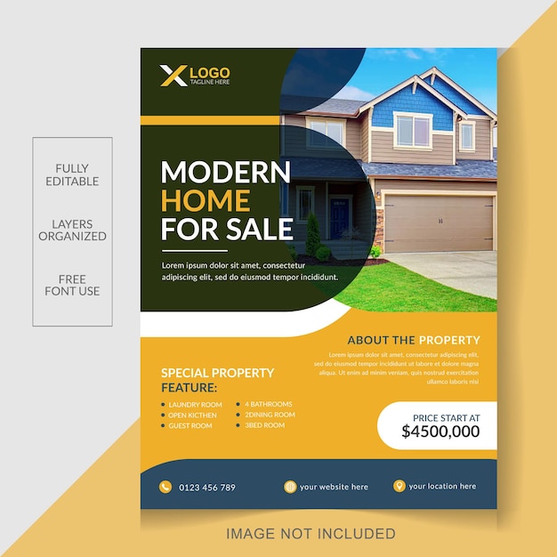 Vecteur vente de maison moderne modèle de conception de flyer immobilier d'entreprise