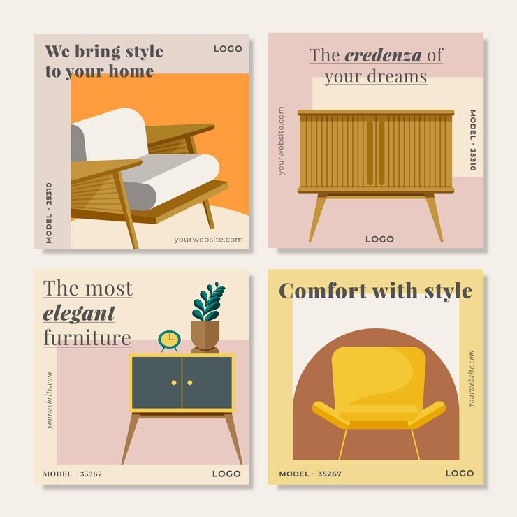 Vecteur vente de meubles instagram post collection