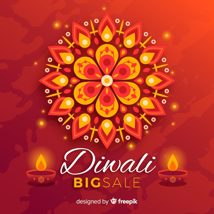 Vecteur vente de plat diwali avec des bougies