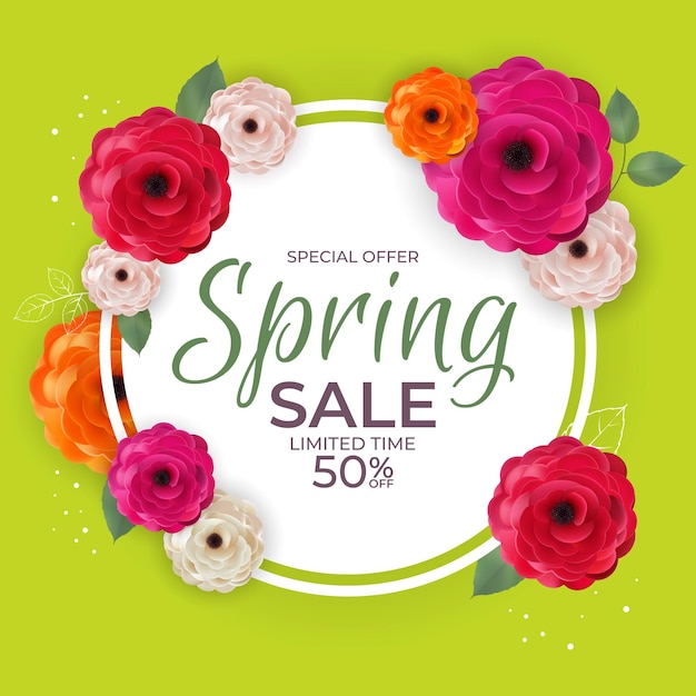 Vente de printemps avec modèle de fleurs.
