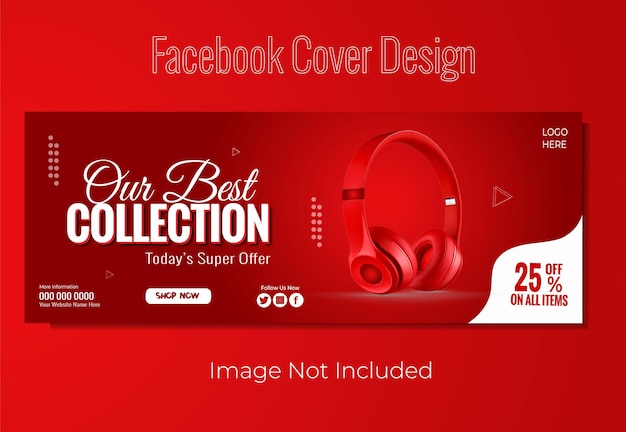 Vecteur vente de produits de marques d'écouteurs de luxe modèle de couverture facebook