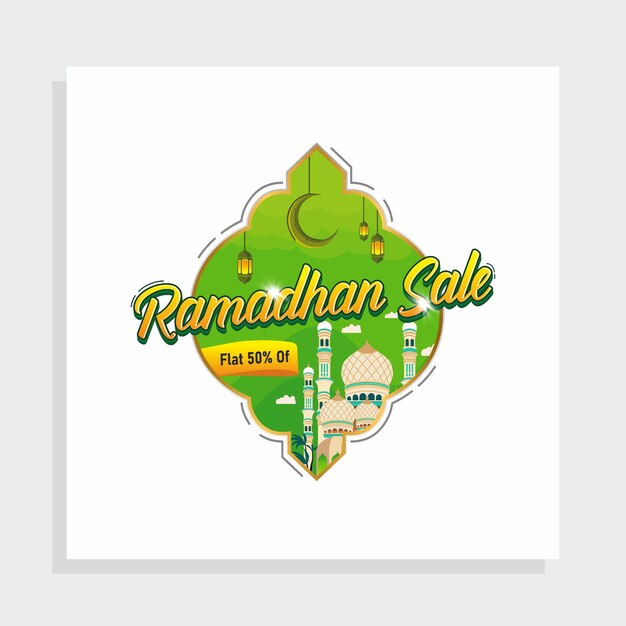 Vente De Ramadan Pour Les Médias Sociaux Post Couleur Verte