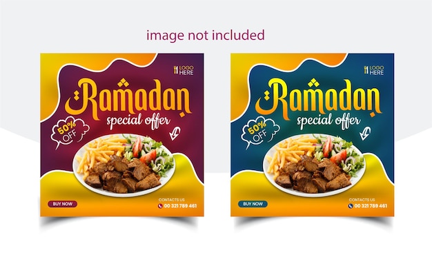 Vecteur vente spéciale de nourriture pour le ramadan kareem, post sur les réseaux sociaux et conception de modèle de menu