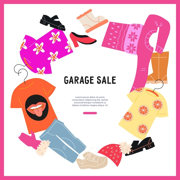 Vente De Vêtements Ou Conception De Bannière Ou D'affiche De Vente De Garage De Fête D'échange