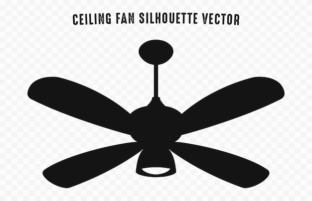 Un ventilateur de plafond vecteur de silhouette noir isolé sur un fond blanc