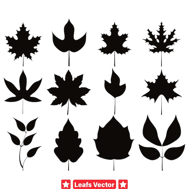 Vecteur les vents qui chuchotent la collection de silhouettes de feuilles captivantes