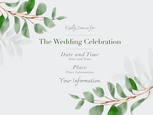 Verdure élégante sur le modèle de carte d'invitation de mariage
