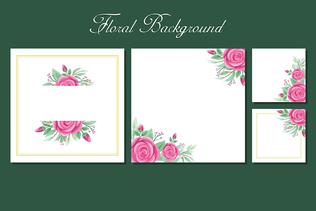 Verdure avec fleur rose sur fond blanc pour invitation ou carte de voeux ou publication sur les réseaux sociaux