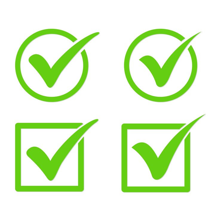 Vecteur vérifiez la marque d'approbation verte vérifissez la collection de symboles de vérification simple