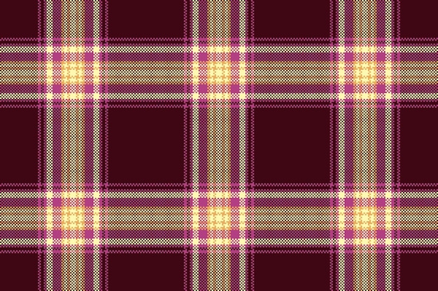 Vecteur vérifiez la texture sans couture du vecteur de motif d'arrière-plan avec un tissu tartan textile à carreaux dans des couleurs sombres et roses