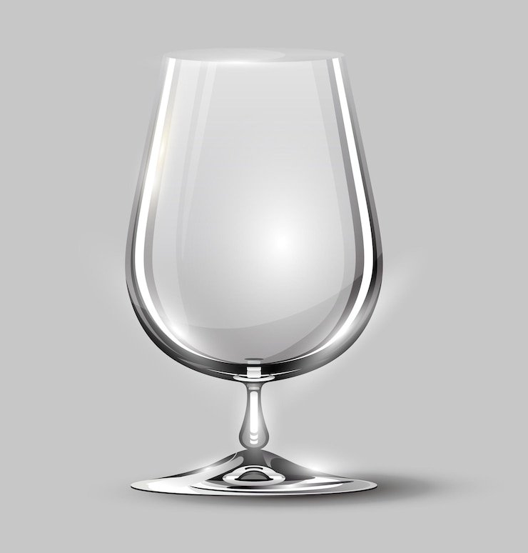 Vecteur verre d'alcool transparent vide mock-up réaliste pour différentes boissons illustration vectorielle