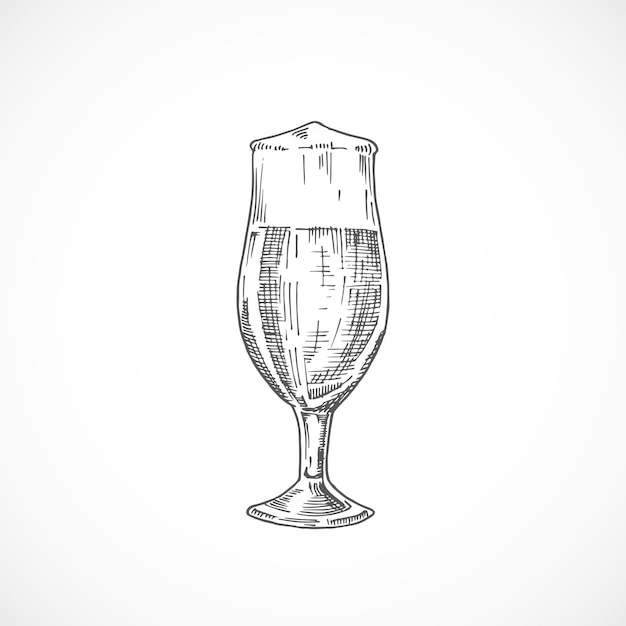 Vecteur verre à bière élégant avec mousse croquis abstrait illustration vectorielle dessinés à la main