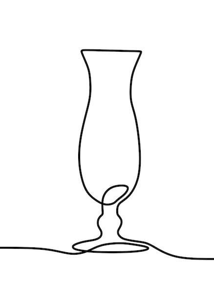 Verre à Boire Avec Boisson Dessin Au Trait Continu En Ligne