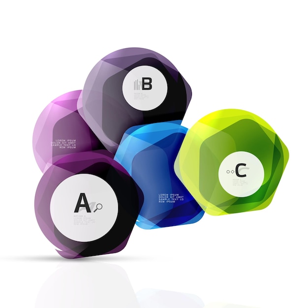 Verre brillant brillant hexagone éléments web concept abstrait futuriste