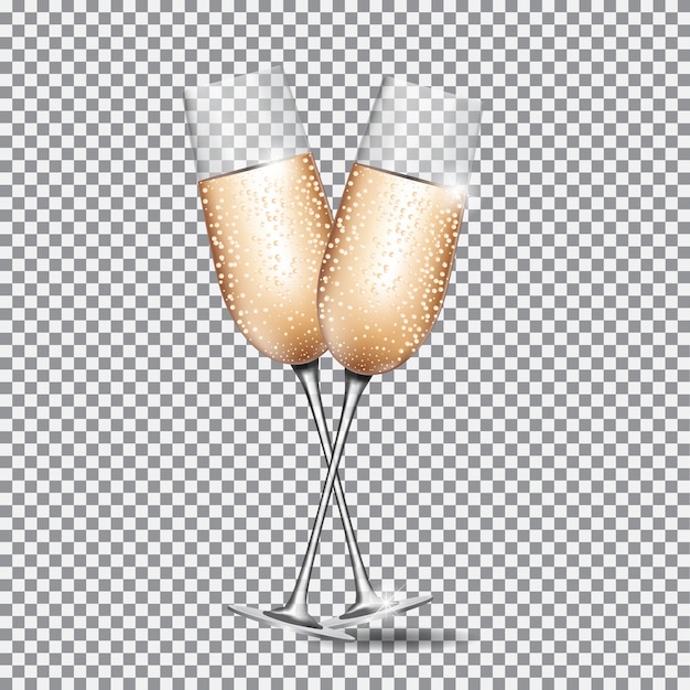 Verre de champagne sur fond transparent Illustration vectorielle