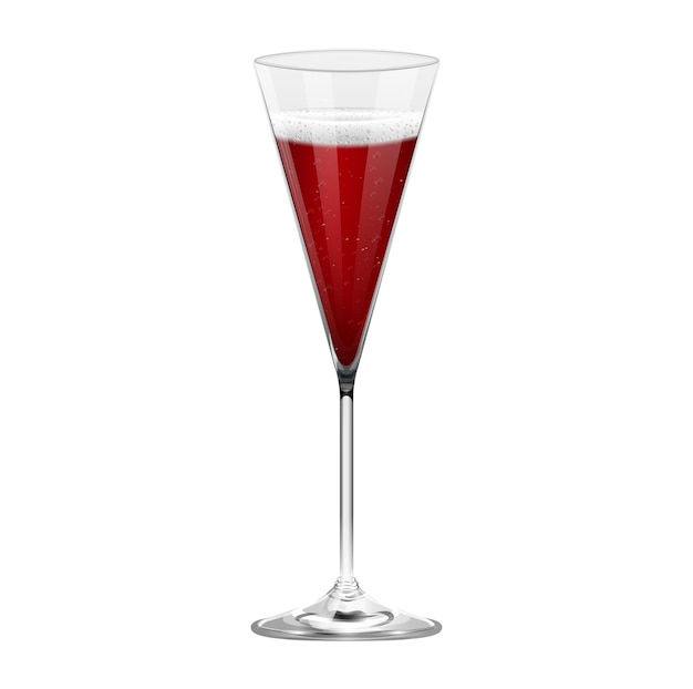 Vecteur verre de champagne rouge réaliste isolé sur fond blanc