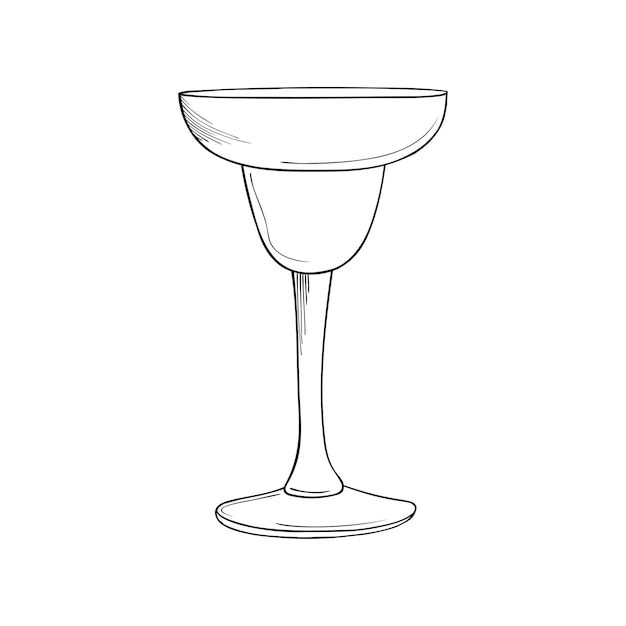 Verre à cocktail dessiné à la main sur un fond blanc isolé