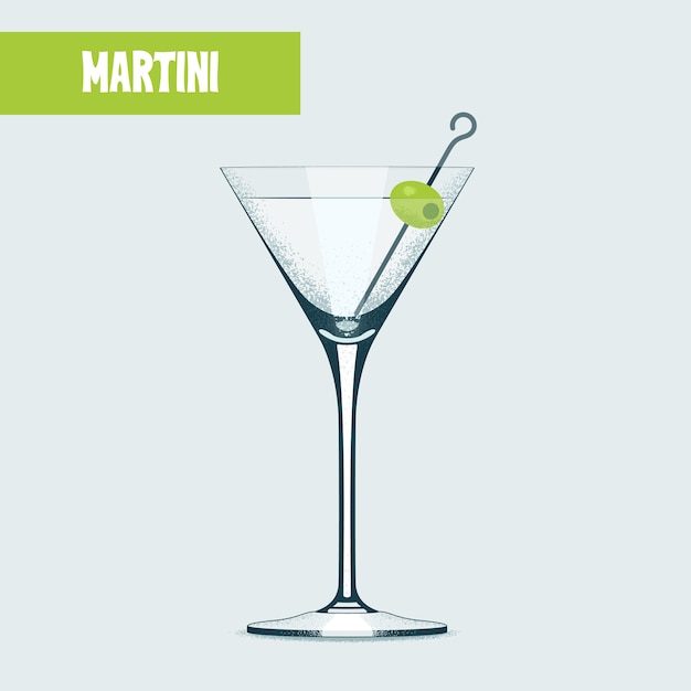 Verre à cocktail Martini aux olives.