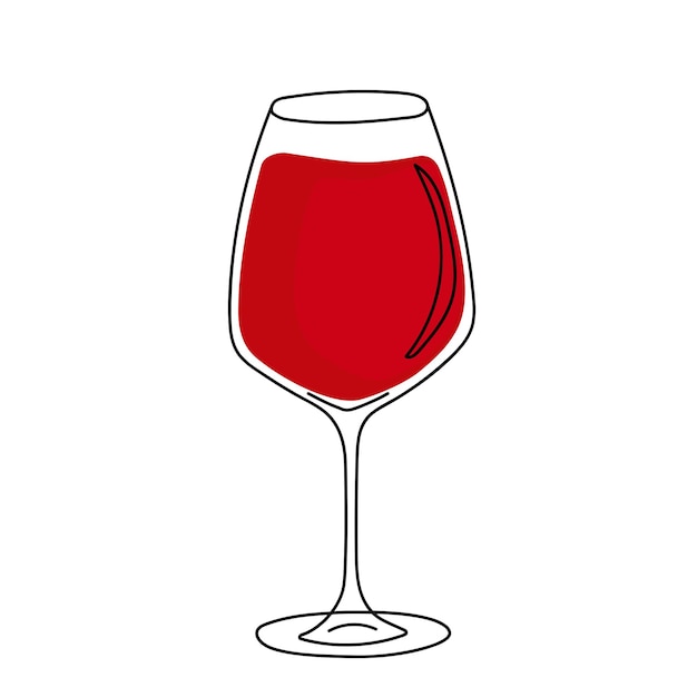 Verre dessiné à la main avec du vin rouge