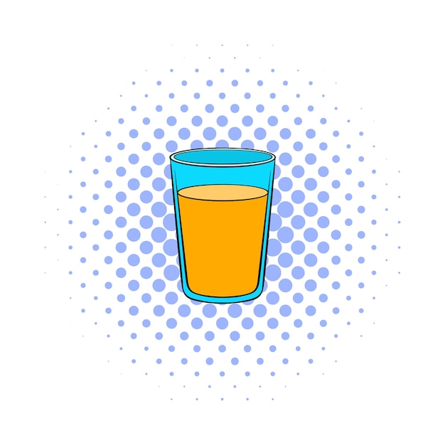 Verre D'icône De Jus D'orange Dans Le Style Bande Dessinée Sur Fond Blanc