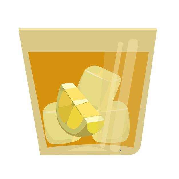 Vecteur un verre de limonade fraîche avec une moitié de citron et des glaçons boisson d'été boisson rafraîchissante