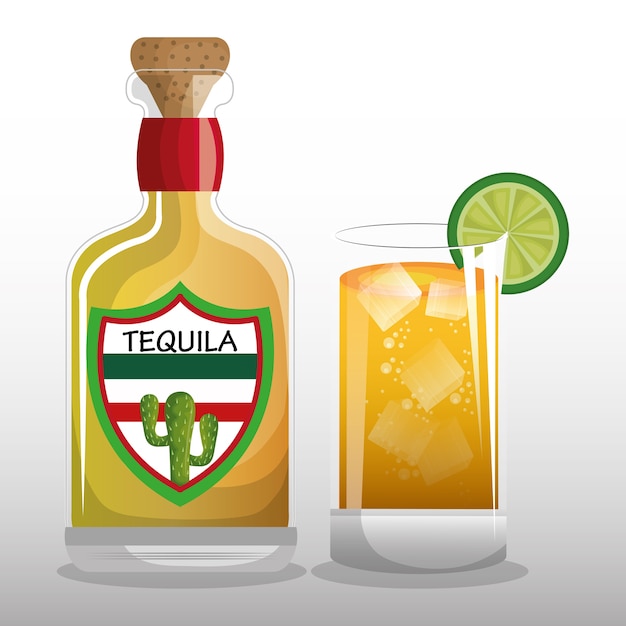 Verre Et Tequila Design De Boisson Mexicaine