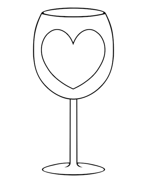 Un Verre à Vin Avec Un Coeur Dans Un Style Doodle Verre En Cristal Pour Boisson Alcoolisée