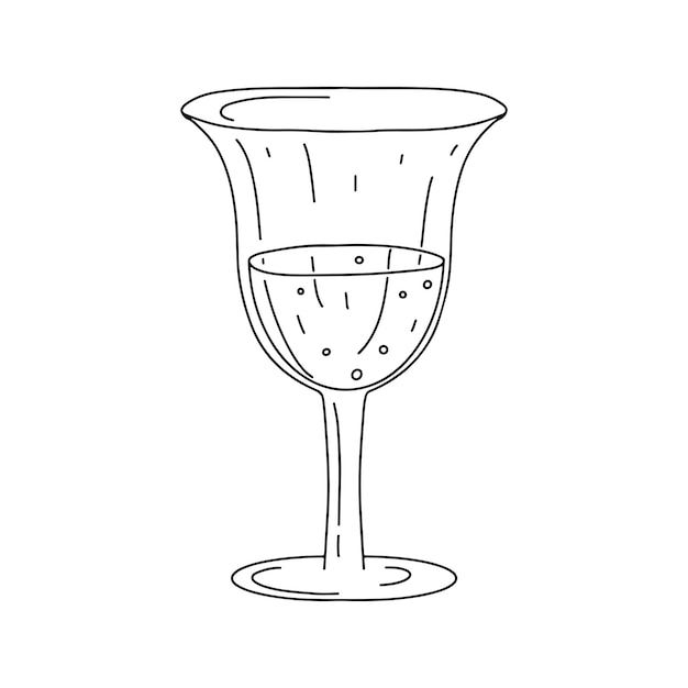 Verre de vin dans le style doodle dessiné à la main Concept de boisson alcoolisée vectorielle pour la fête du café du restaurant