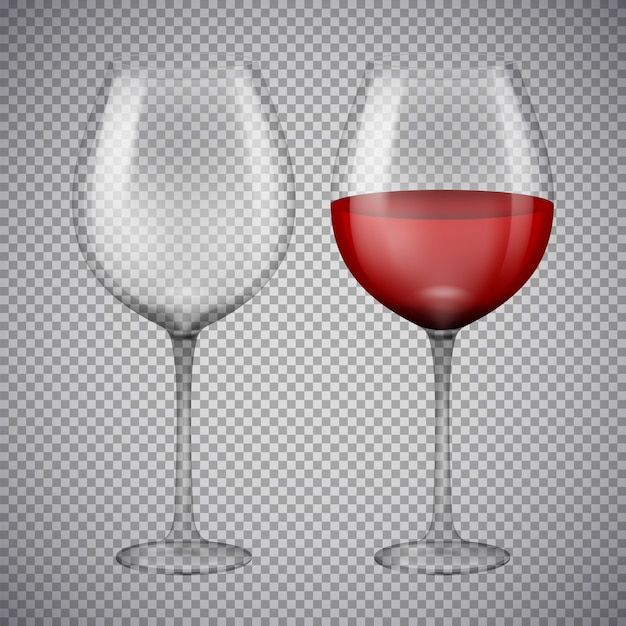Vecteur verre à vin avec du vin rouge. illustration isolée