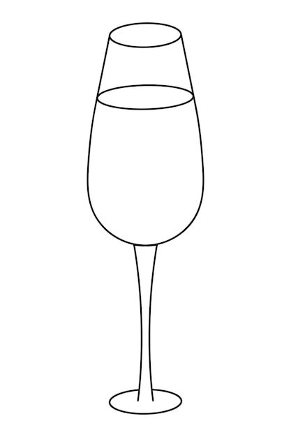 Un Verre De Vin. Esquisser. Récipient En Cristal Avec Une Boisson Dans Un Style Doodle