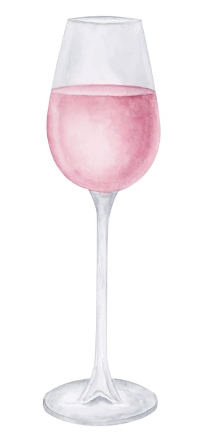 Verre à Vin Illustration Aquarelle Rose Vin Isolé Clipart El