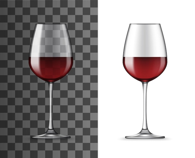 Verre à vin rouge 3d vecteur réaliste isolé