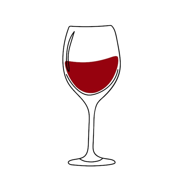 Verre De Vin Rouge Dessiné à La Main