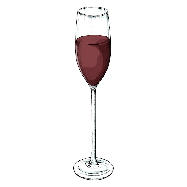 Verre à Vin Rouge Dessiné à La Main