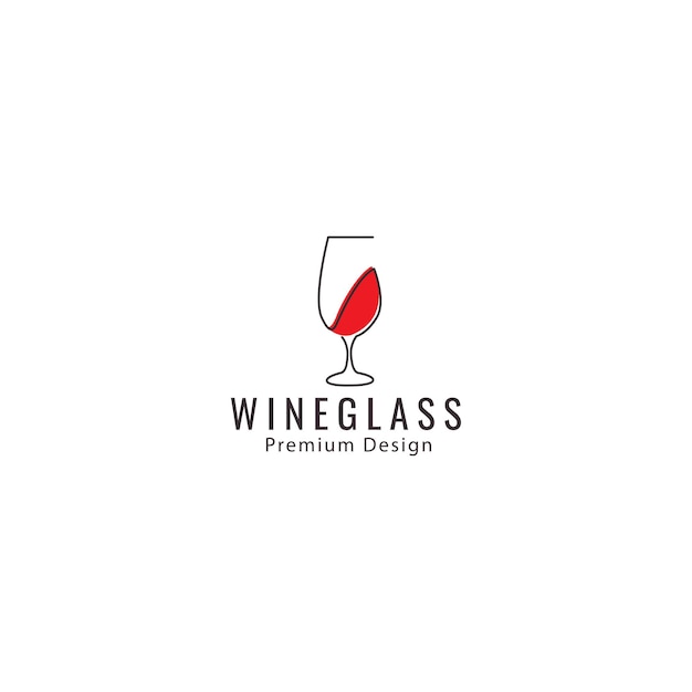 Verre à vin rouge logo ligne style vecteur icône symbole illustration design
