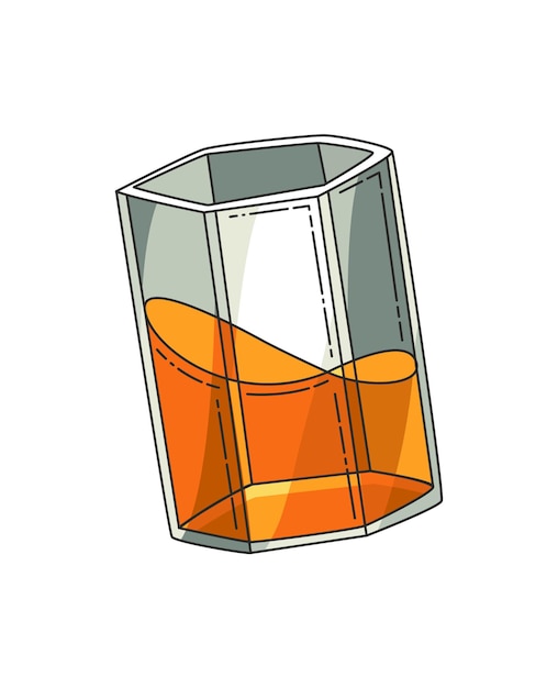 Vecteur verre de whisky. verre de vecteur réaliste avec smokey scotch whisky isolé sur fond blanc. verre et boisson.