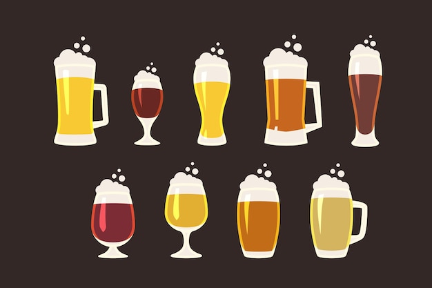 verres à bière de conception plate en ensemble