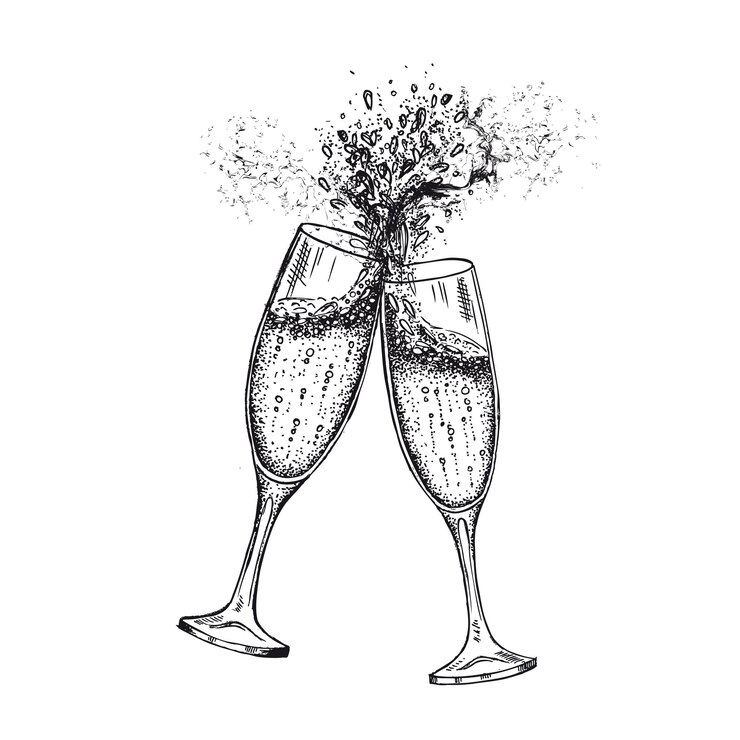 Vecteur verres à champagneillustration de dessin à la main