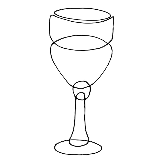 Vecteur verres de cocktail, vin de champagne, dessin en ligne plate, style linéaire vectoriel