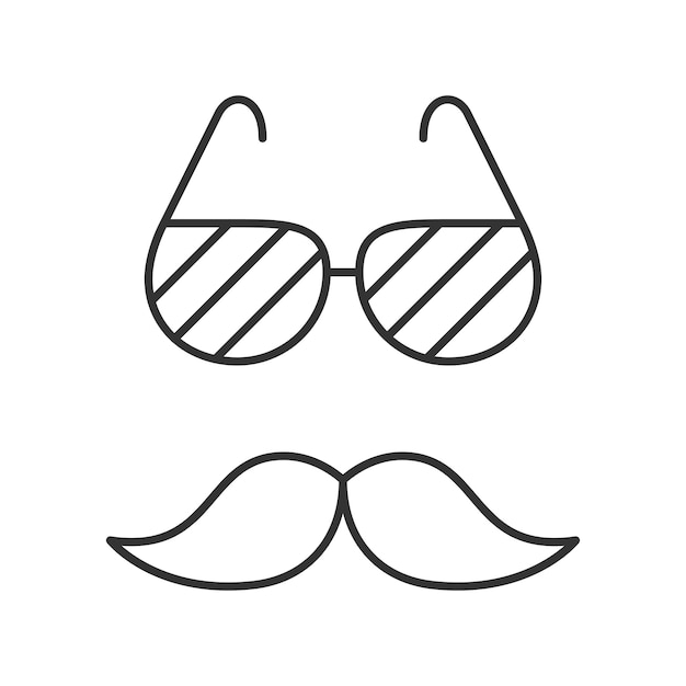 Verres Et Moustache Fine Ligne