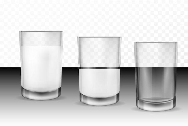 Verres Transparents Réalistes Pour Le Lait