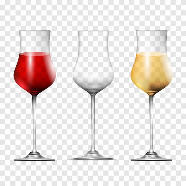 Verres à vin transparents, définir un style 3d réaliste