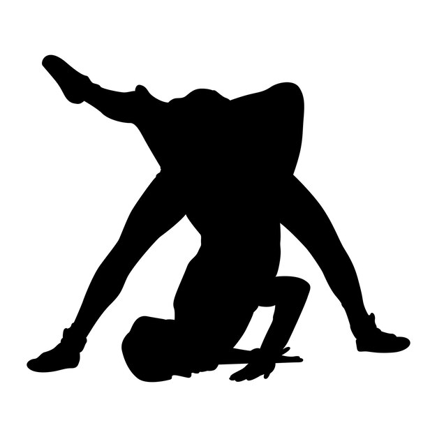 Vecteur version raster de la silhouette de lutte greco-romaine de lutte sportive freestyle collégiale