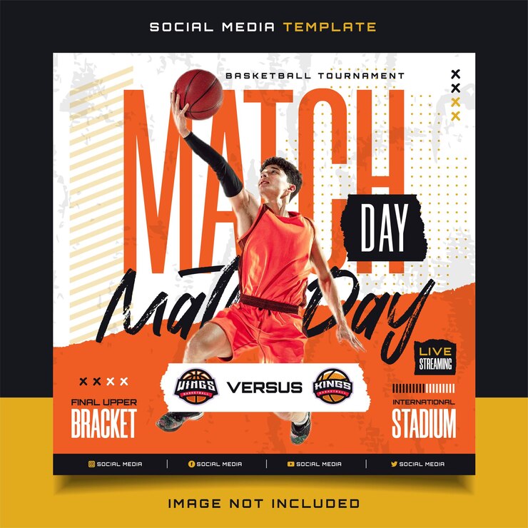 Vecteur versus match day basketball sports tournament banner template avec logo pour les médias sociaux