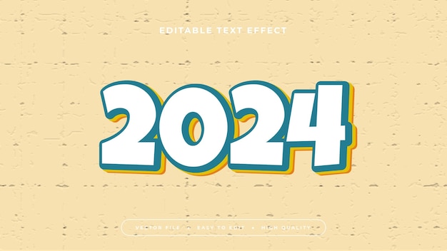 Vert beige et blanc 2024 style de police d'effet de texte 3D modifiable