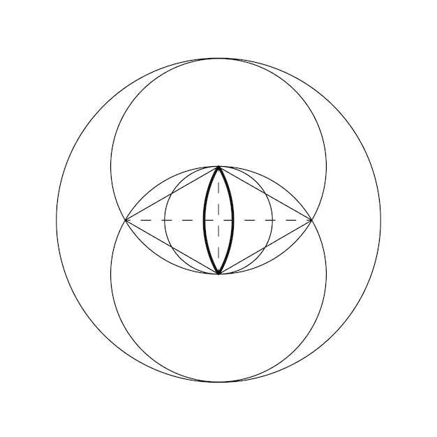 Vecteur vesica piscis symbole de l'élément vectoriel de la géométrie sacrée pour la conception