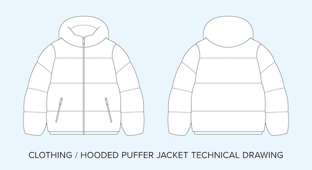 Veste à capuche à capuchon dessin technique modèle de vêtements pour les créateurs de mode